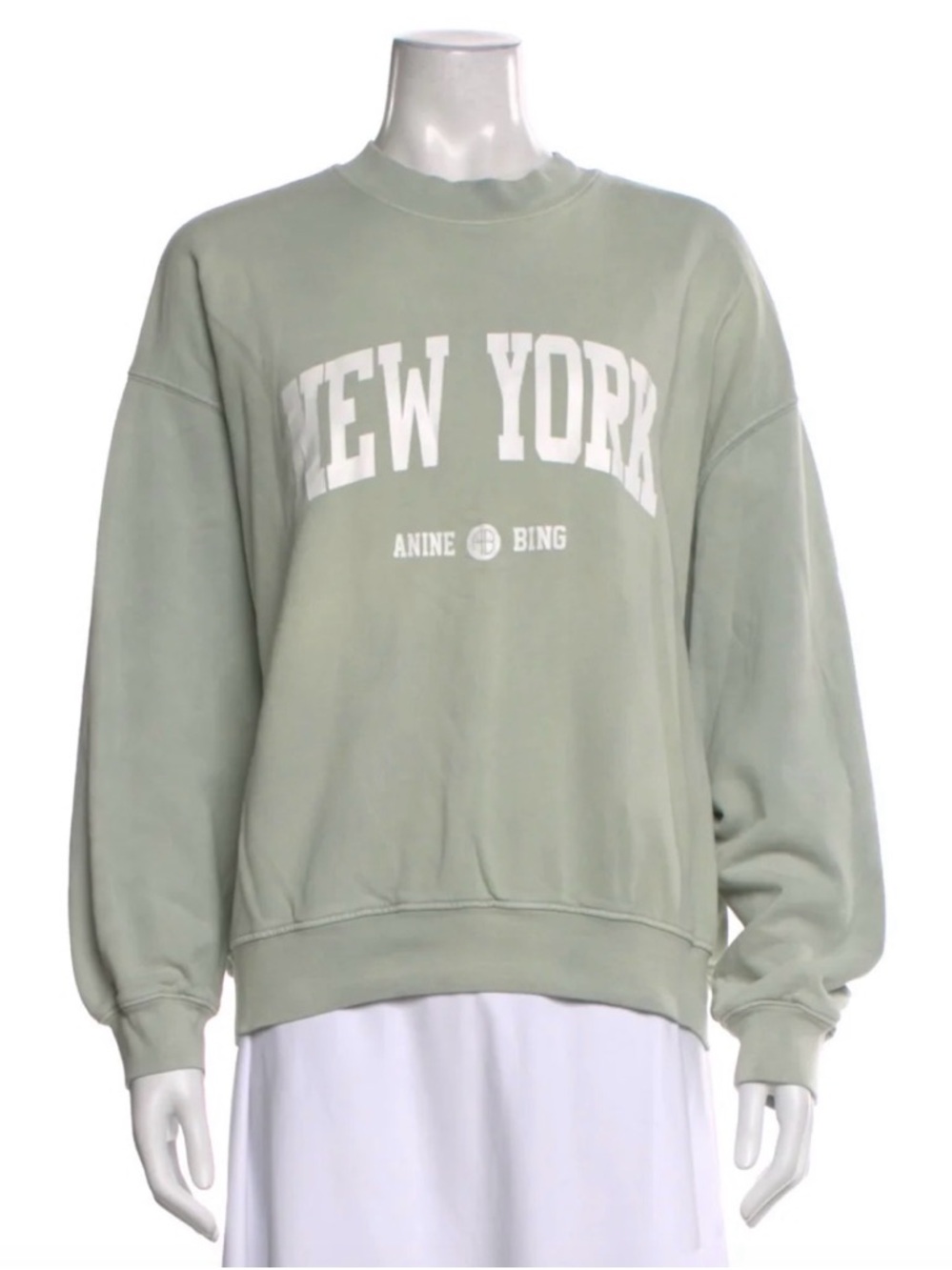 Anine Bing Sage Green 'New York' Crewneck Sweatshirt - Picture 2 of 4